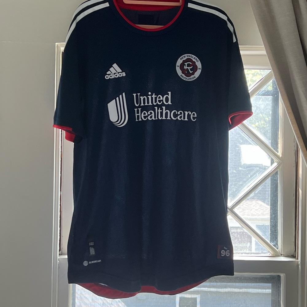 Adidas Dark Blue Soccer Jersey with Red Trim